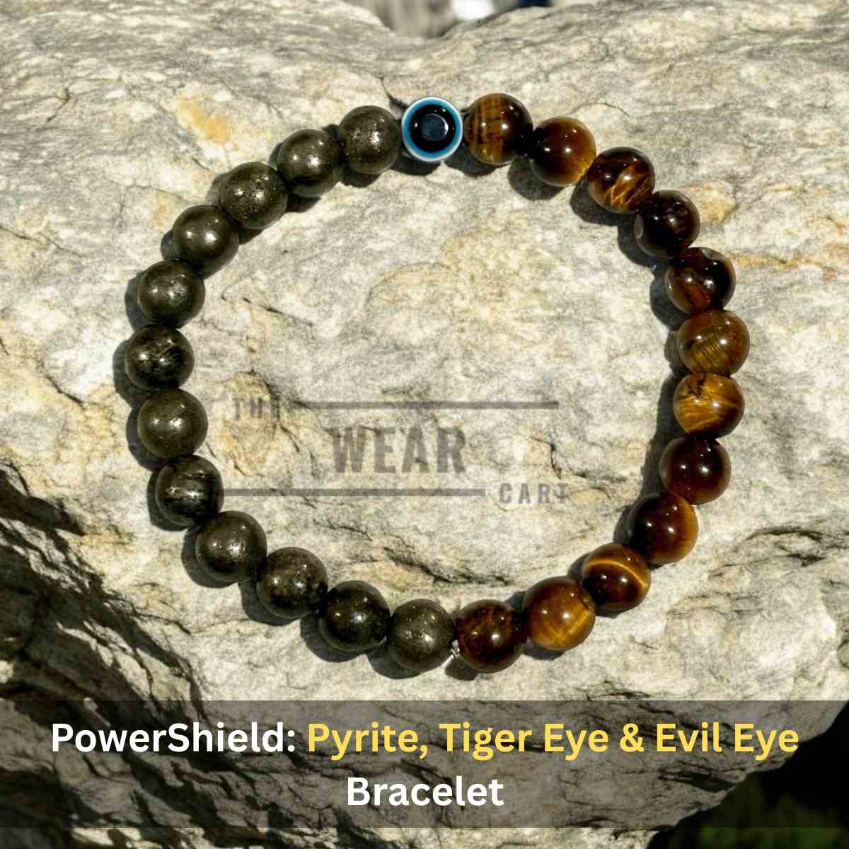 Pyrite Protector Bracelet -Pyrite +Tiger Eye + Evil Eye