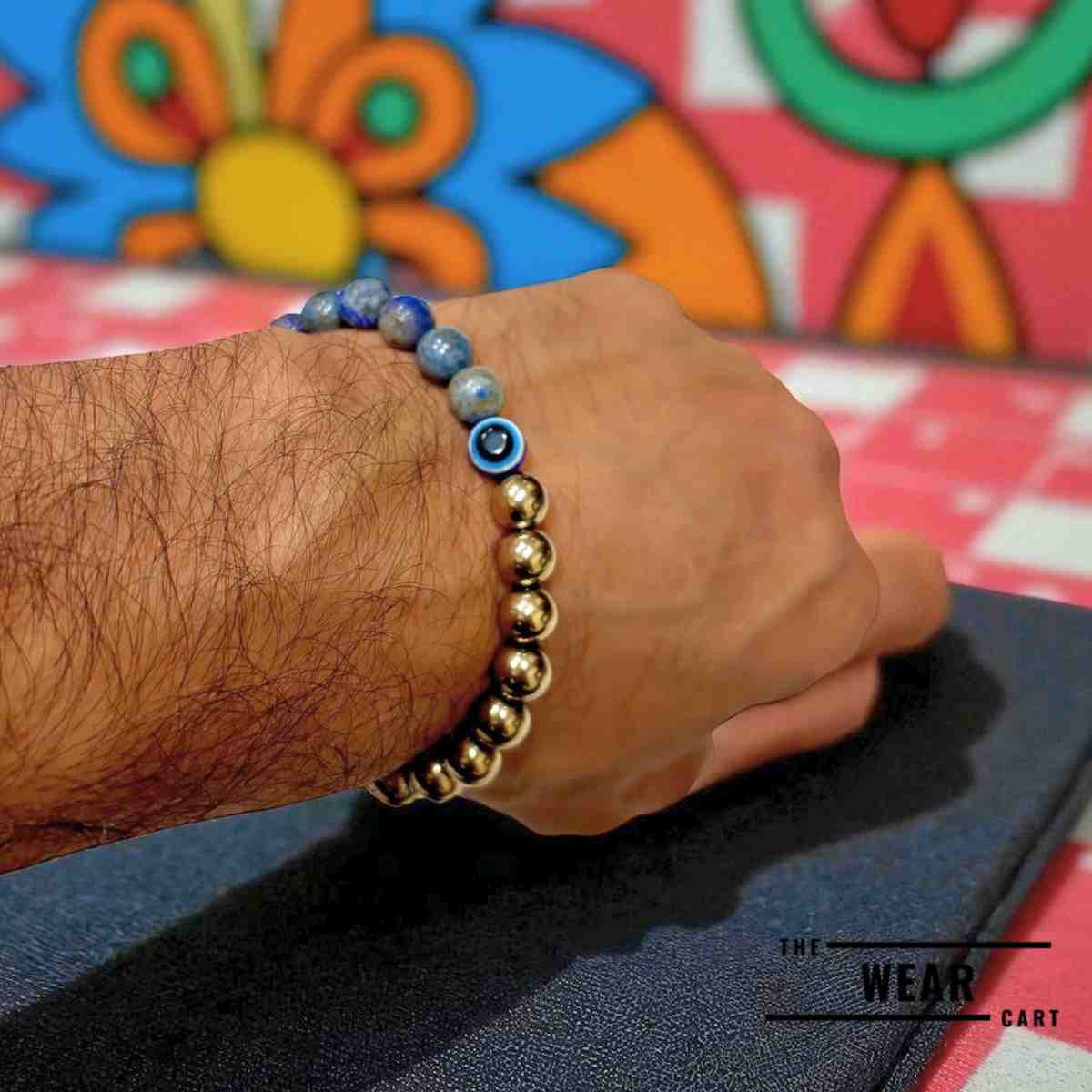Pyrite, Lapis Lazuli & Evil Eye bracelet