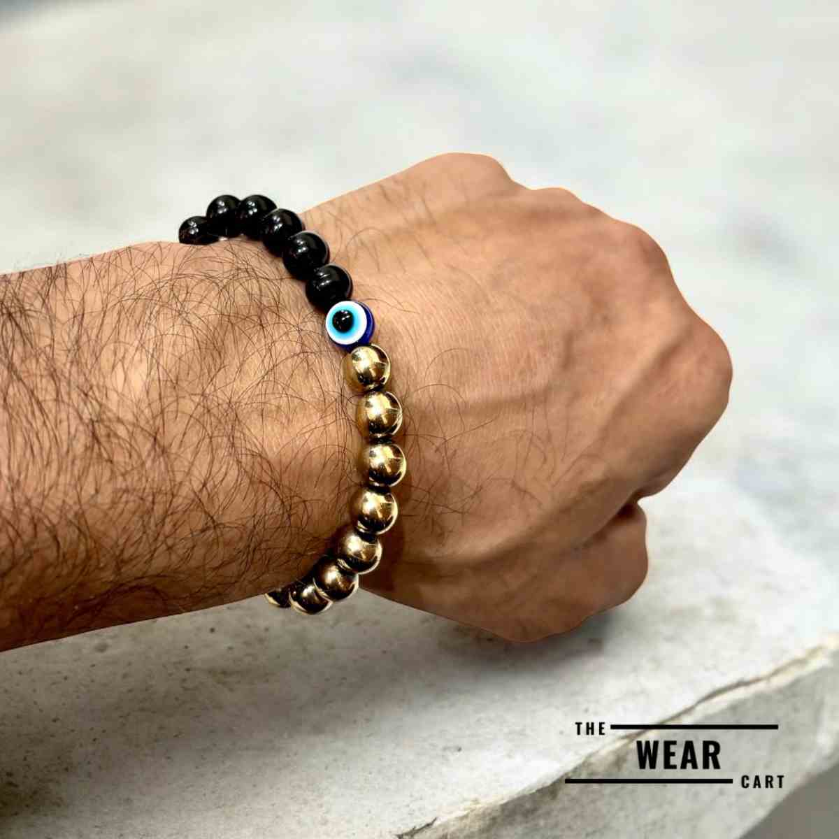 Money Shield Trio Bracelet - Pyrite + Obsidian Evil Eye