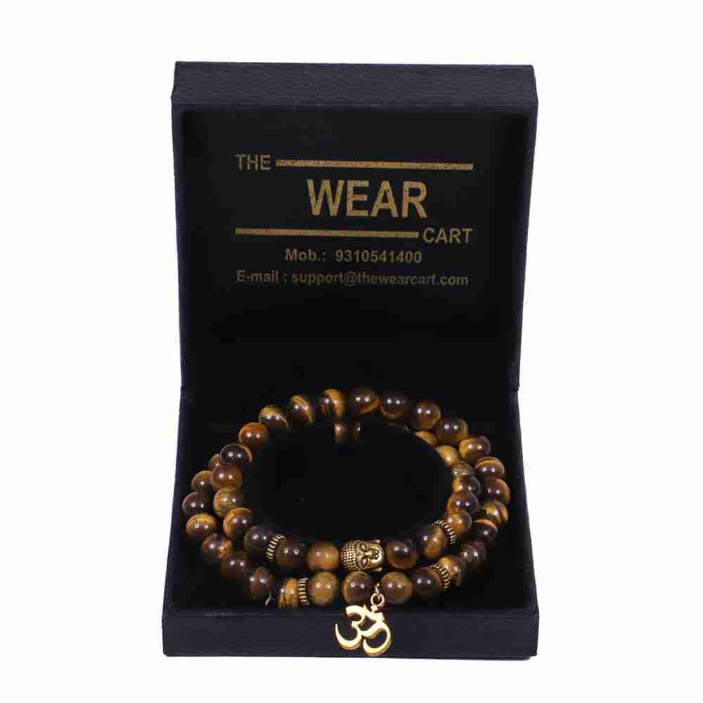 Natural Tiger Eye Om Buddha Bracelet