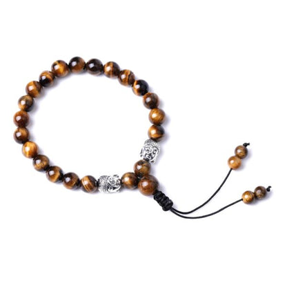 Natural Tiger Eye Aum Buddha Bracelet