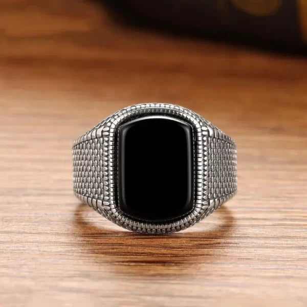 Black Stone Protection & Wealth Ring – Adjustable