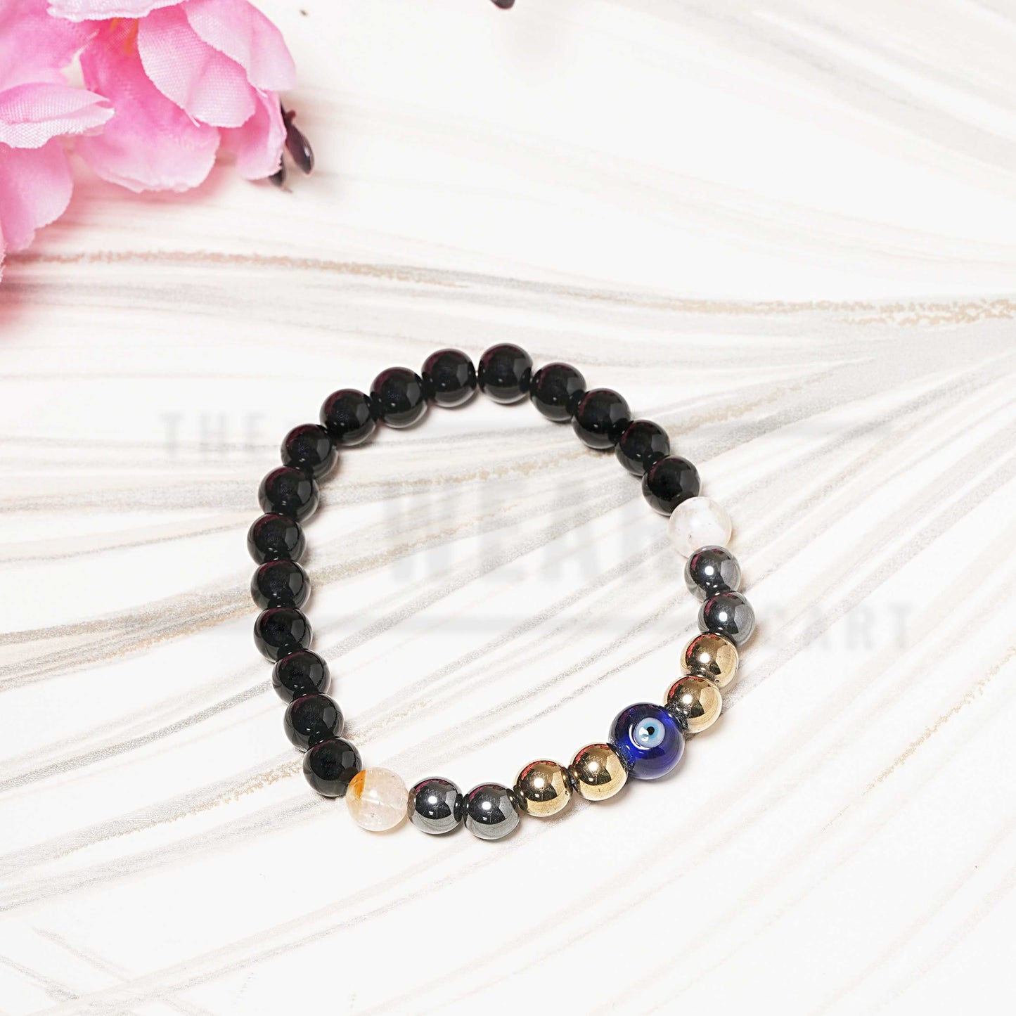 Pyrite, Hematite, Citrine, Black Obsidian, With Evil Eye Bracelet