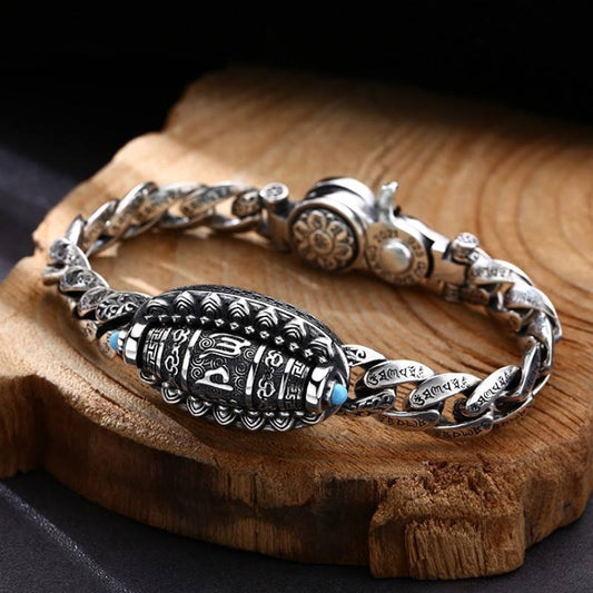 Tibetan Six Mantra Turquoise Dzi Amulet Bracelet