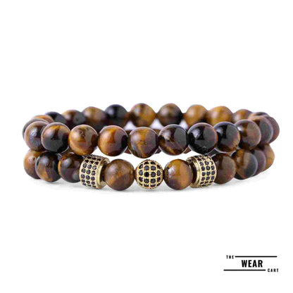 Natural Tiger Eye Stone With Zircon Bracelet