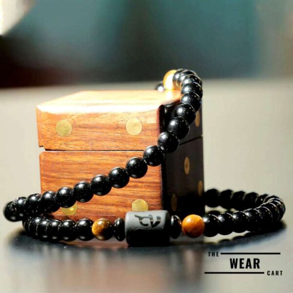 Natural Black Agate Tiger eye Stone Bracelet