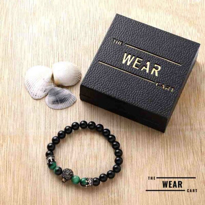 Natural Black Onyx with Green Tiger Eye Stone Bracelet