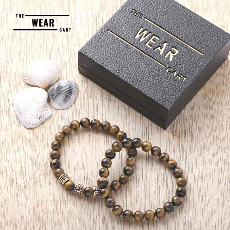 Natural Tiger Eye Stone With Zircon Bracelet