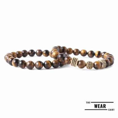 Natural Tiger Eye Stone With Zircon Bracelet