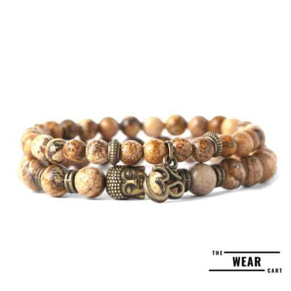 Picture Jasper With Om Budha Charm Bracelet