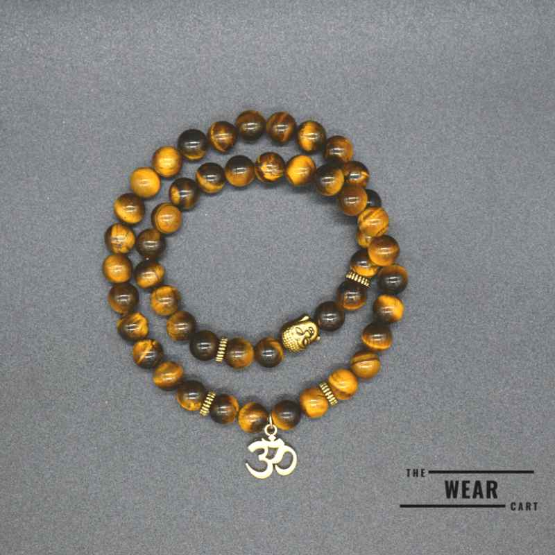 Natural Tiger Eye Om Buddha Bracelet