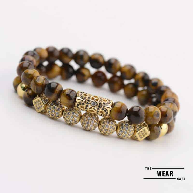 Tiger Eye Stone Bracelet With Zircon