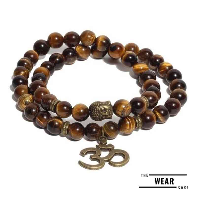 Natural Tiger Eye Stone With Om Budha Bracelet