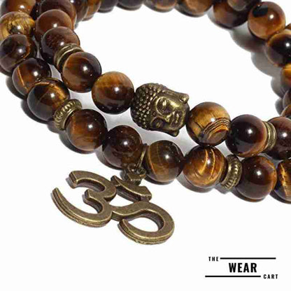 Natural Tiger Eye Stone With Om Budha Bracelet