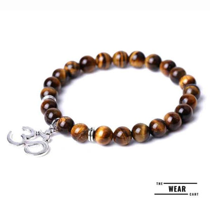 Natural Tiger Eye Aum Buddha Bracelet