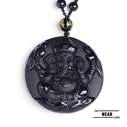 Black Obsidian Ganesha Pendant