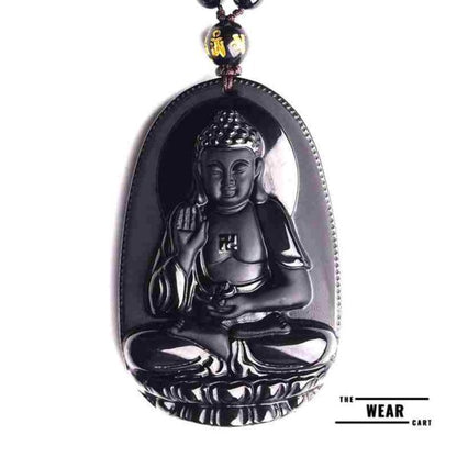 Natural Black Obsidian Buddha Pendant