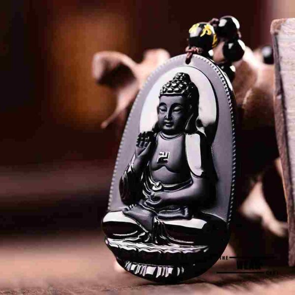 Natural Black Obsidian Buddha Pendant