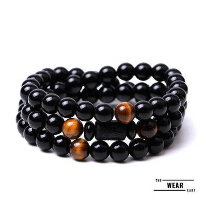 Natural Black Agate Tiger eye Stone Bracelet