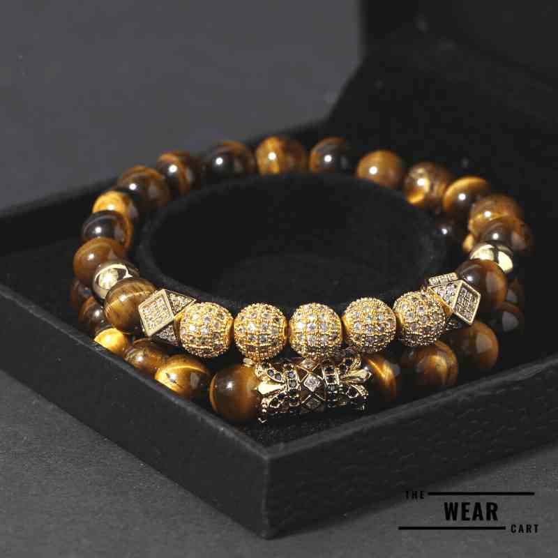 Tiger Eye Stone Bracelet With Zircon