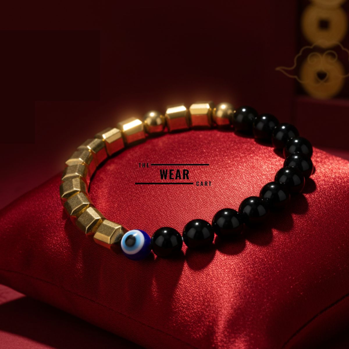 pyrite obsidian evil eye bracelet