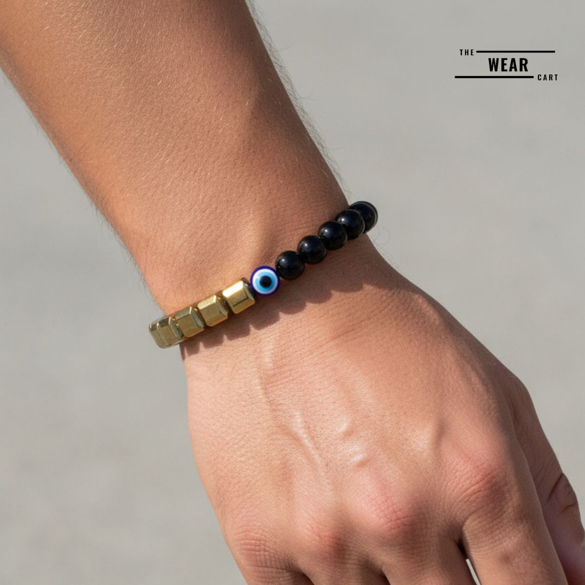 pyrite obsidian evil eye bracelet