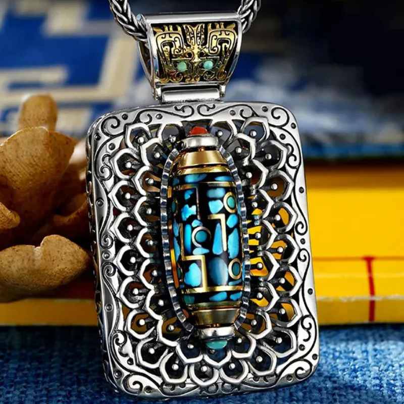 Nine Eye dzi bead Rotatable Pendant