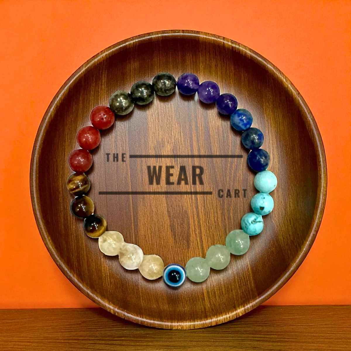 7 Chakra With Pyrite & Evil eye Bracelet
