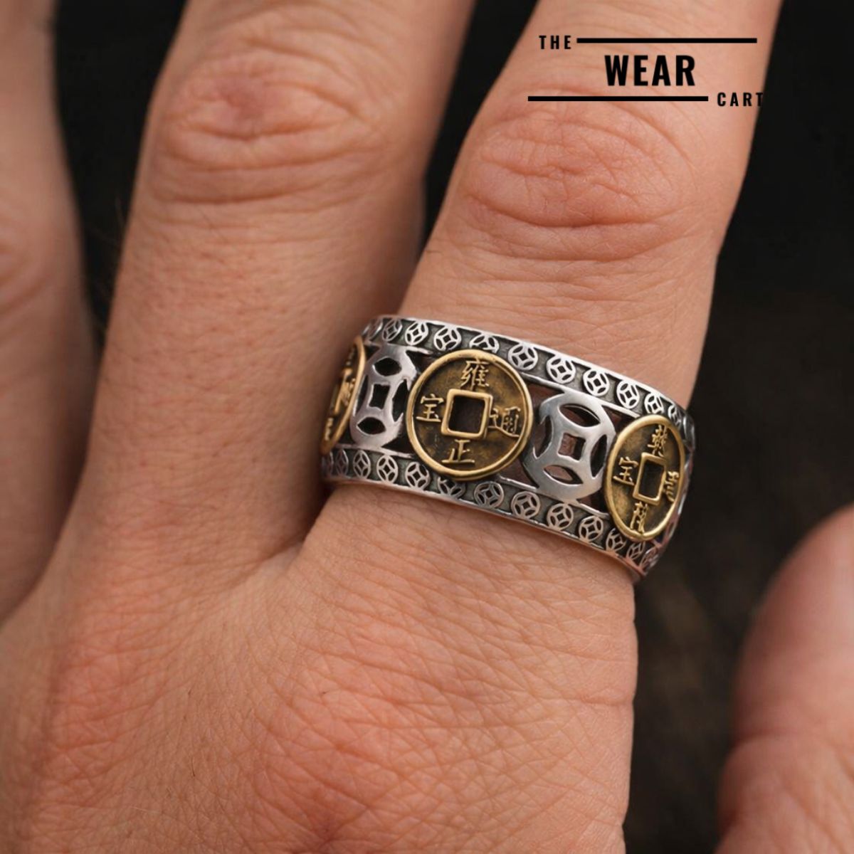 Feng shui Five Emperor Lucky Coin Ring – Adjustable