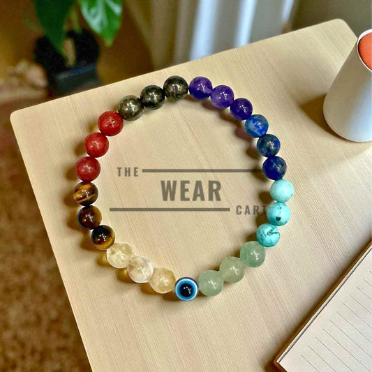 7 Chakra With Pyrite & Evil eye Bracelet