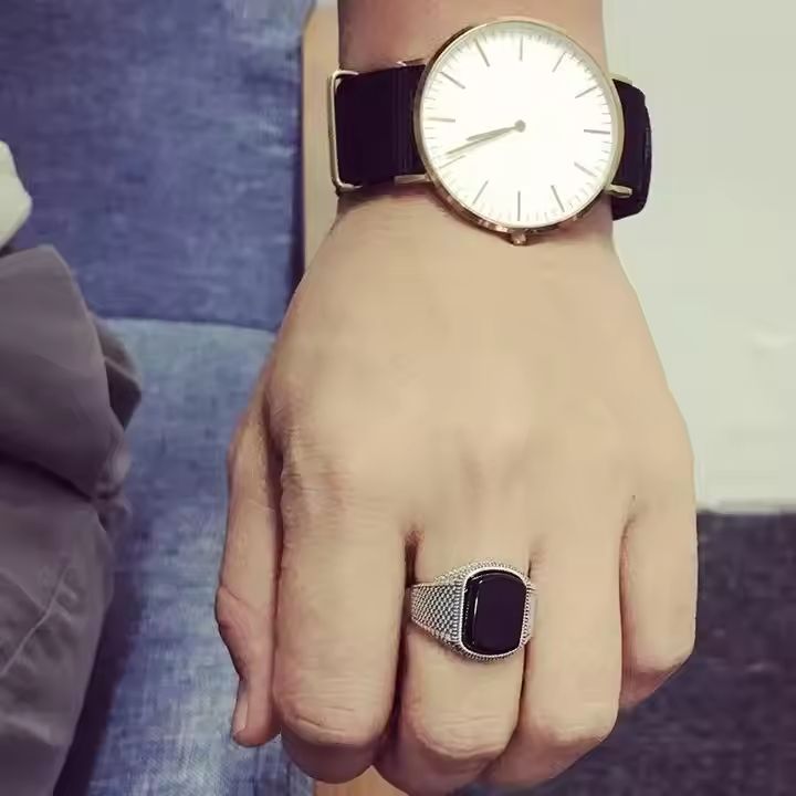 Black Stone Protection & Wealth Ring – Adjustable