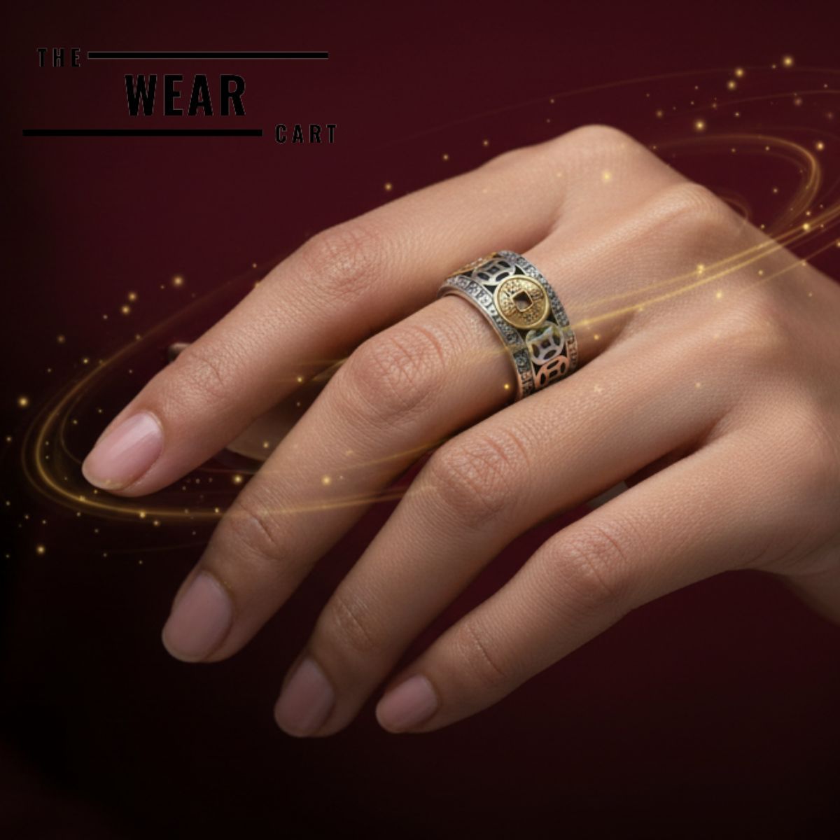 women wear feng shui five emperor ring