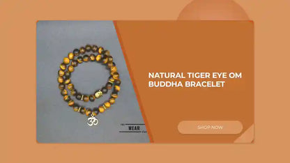 Natural Tiger Eye Om Buddha Bracelet by@Outfy