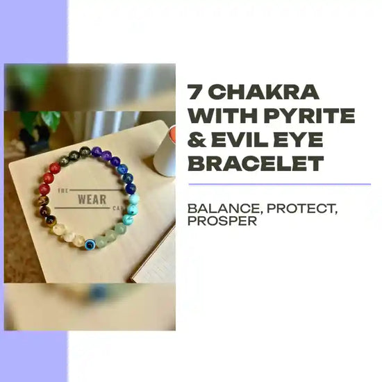 7 Chakra With Pyrite &amp; Evil eye Bracelet by@Outfy