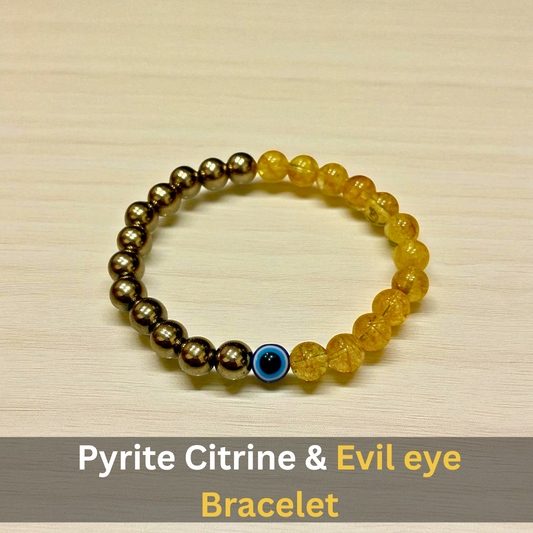 Pyrite Citrine & Evil eye Bracelet