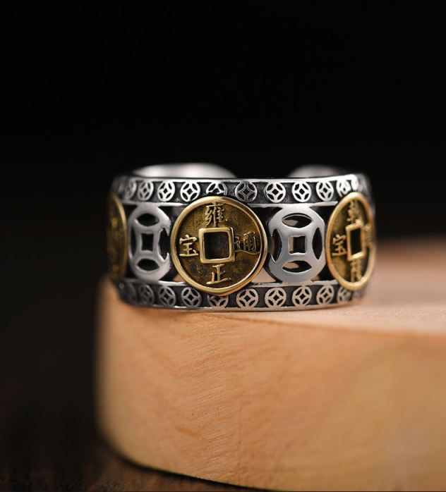 Feng shui Five Emperor Lucky Coin Ring – Adjustable