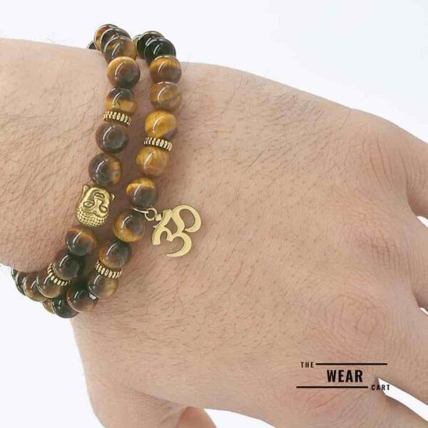 Natural Tiger Eye Om Buddha Bracelet