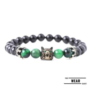 Natural Black Onyx with Green Tiger Eye Stone Bracelet
