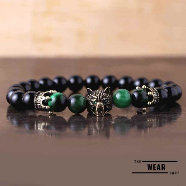 Natural Black Onyx with Green tiger Eye Stone Bracelet