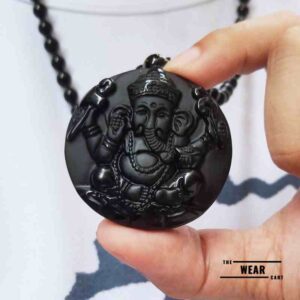 Black Obsidian Ganesha Pendant