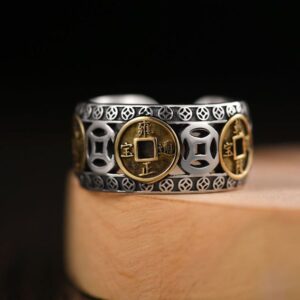 Feng shui Five Emperor Lucky Coin Ring – Adjustable